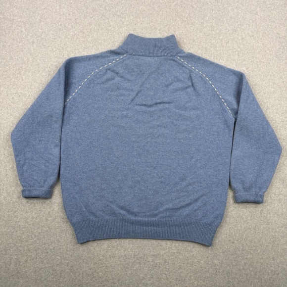 Monsieur Balmain Sweater Mens 52 Blue Wool Cashmere Quarter Zip Made in Italy - Picture 5 of 12